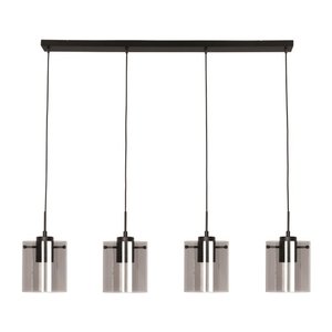 Freelight Interno Hanglamp Zwart & Smoke Glas 4 Lichts