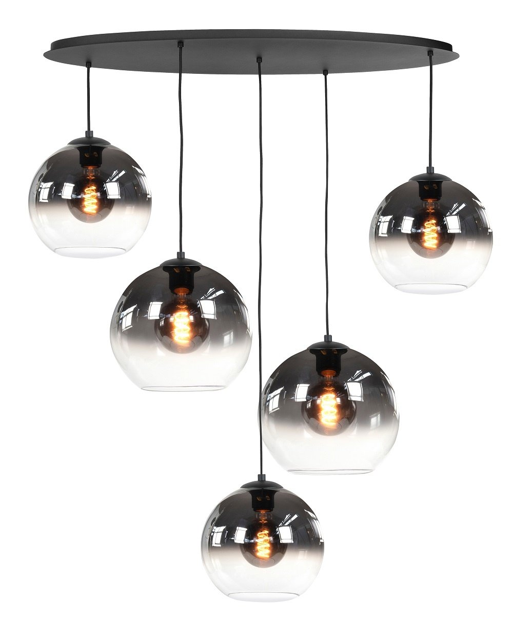 Hanglamp Fantasy Globe Smoke Transparant Glas Ovaal 5Lichts