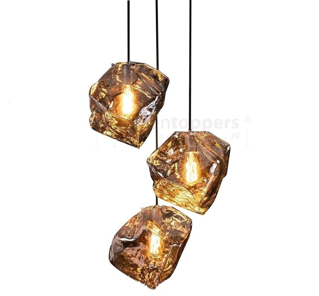 Hanglamp Rock Chrome Glas 3 Lichts Rond Hanglamp Rock Chrome Glas 3 Lichts Rond
