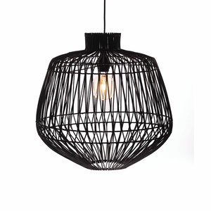 villaflor Hanglamp Tanaga Rattan Zwart 50cm