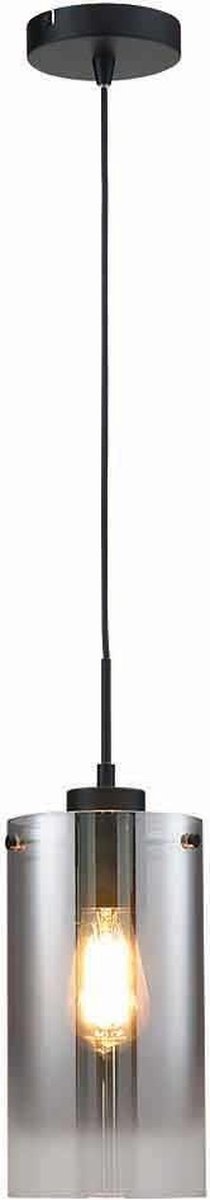 Hanglamp Ventotto Zwart & Smoke Glas 1 Lichts Hanglamp Ventotto Zwart & Smoke Glas 1 Lichts
