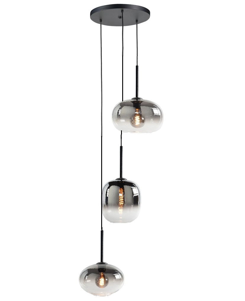 Hanglamp Bellini Zwart Smoke 45cm 3 Lichts
