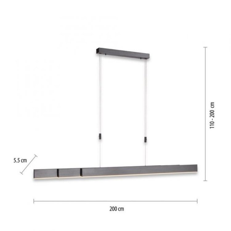 Paul Neuhaus PURE-MOTO e-Slide Hanglamp Grijs L 120-200 cm