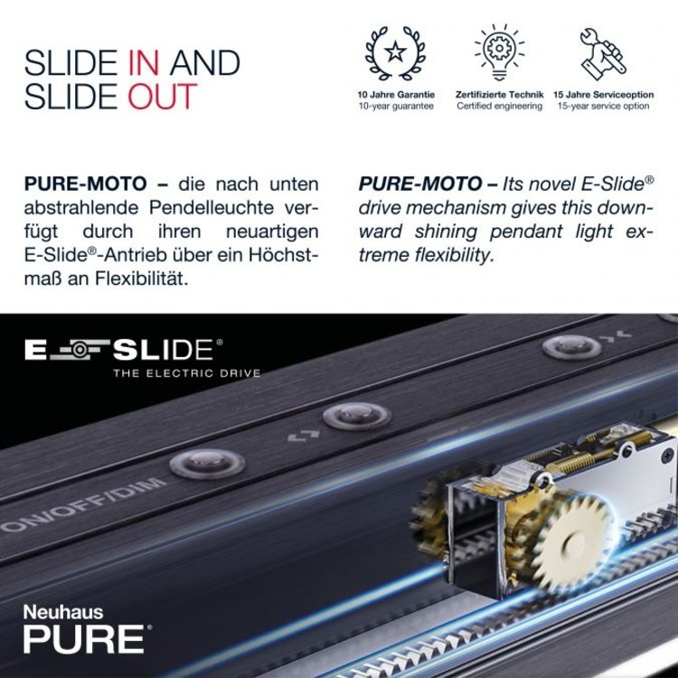 Paul Neuhaus PURE-MOTO e-Slide Hanglamp Grijs L 120-200 cm