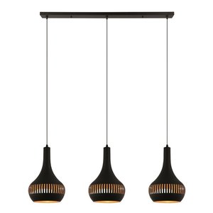 Hanglamp Canna Zwart - Goud 3 Lichts E27