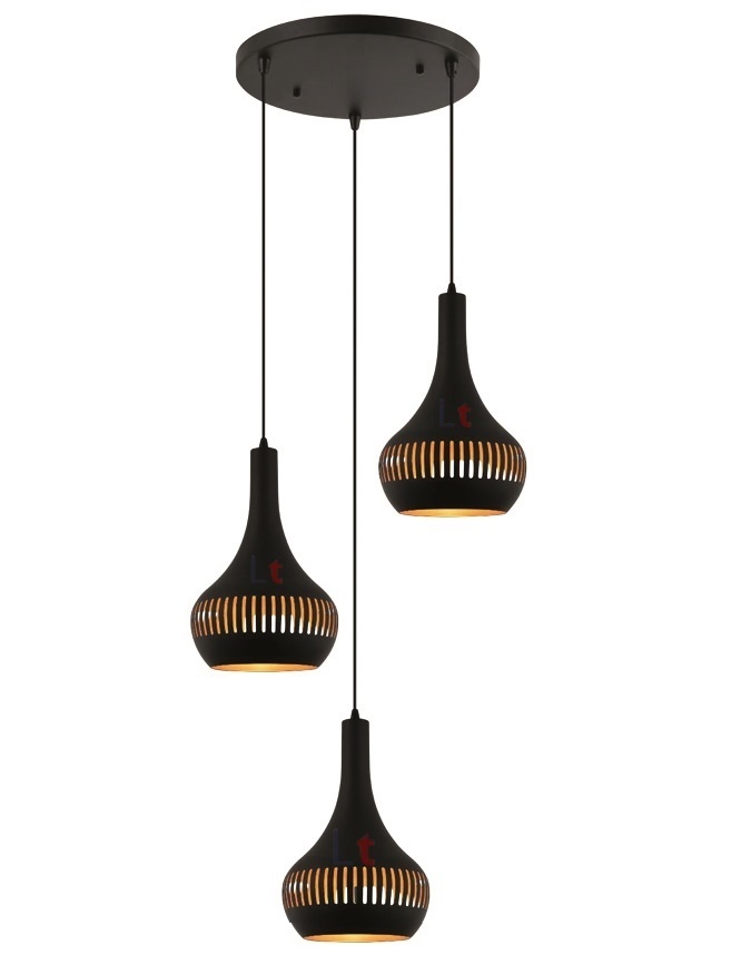 Freelight Hanglamp Zwart Goud 3 Lichts E27 - Lampentoppers.nl Lampentoppers.nl