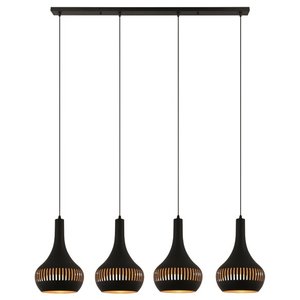 Hanglamp Canna Zwart - Goud 4 Lichts E27