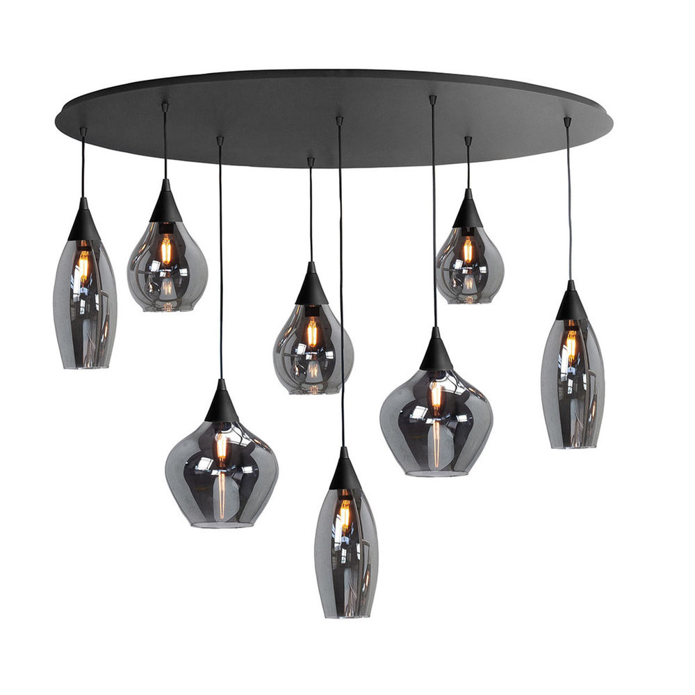 Hanglamp Cambio Black Smoke Ovaal 8 lichts L 100cm Hanglamp Cambio Black Smoke Ovaal 8 lichts L 100cm