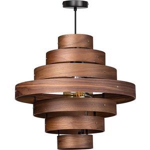 Walnut Hanglamp Hout & 7 Rings Ø 50cm