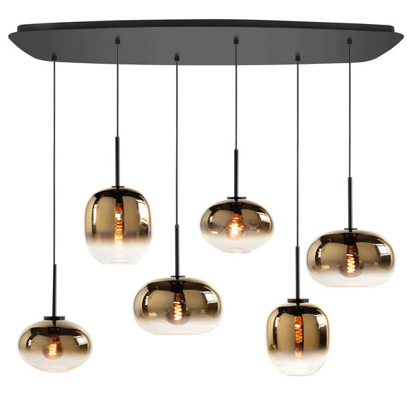 Bellini Hanglamp Deens Ovaal Goud 6 Lichts 100 x 39cm