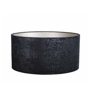 Het Kappenatelier Lampenkap Cilinder Wide Croco Velvet Black Ø 45cm