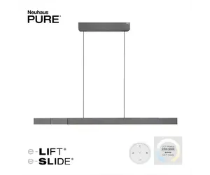 Hanglamp PURE MOTO-RISE e-Slide &amp; e-Lift Grey LED incl. Remote