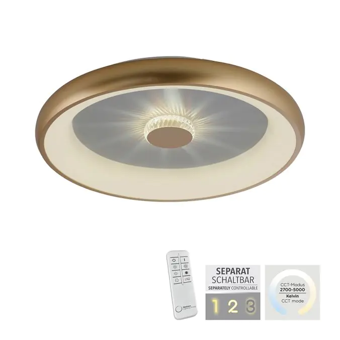 Plafondlamp Vertigo Mat Goud Ø 61cm Afstandsbediening