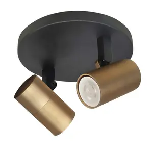 Spot Piccolo Zwart-Goud GU10 mini 35mm  2-Lichts Ø 15cm