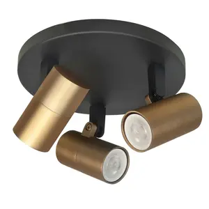 Spot Piccolo Zwart-Goud GU10 mini 35mm  3-Lichts Ø 17cm