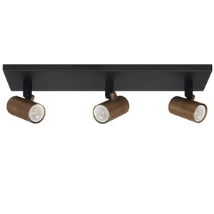 Spot Piccolo Zwart-Goud GU10 mini 35mm  3-Lichts Balk