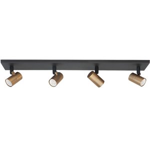 Spot Piccolo Zwart-Goud GU10 mini 35mm  4-Lichts Balk