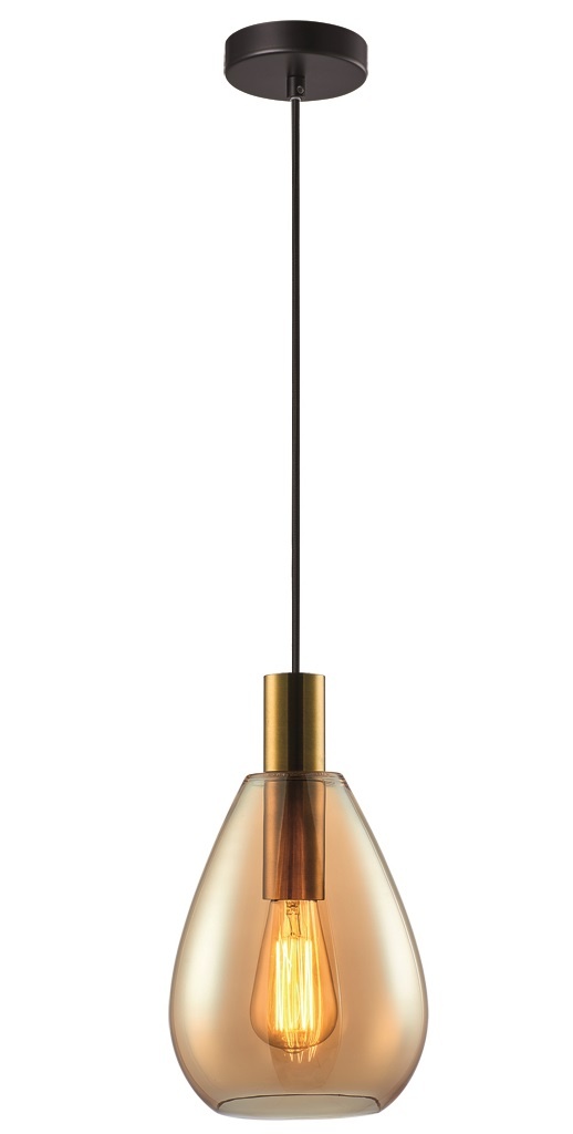 Hanglamp Dorato Zwart Goud Glas Amber 1 Licht
