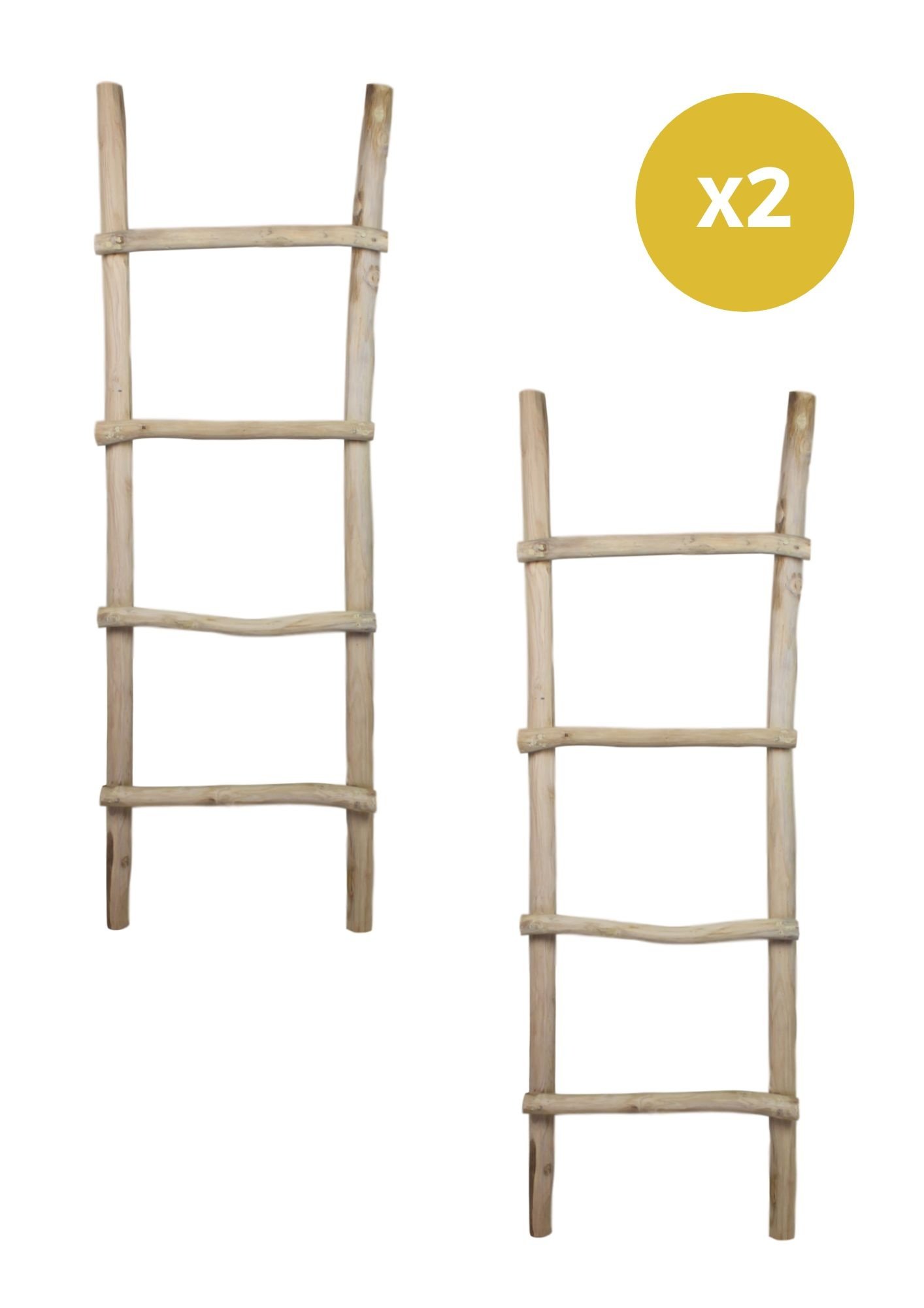 Decoratieve ladder - Set van 2 - Nautrel - Teak