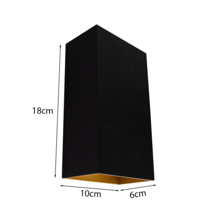 Highlight Wandlamp Eros Zwart - Goud Up & Down 18cm 2x GU10