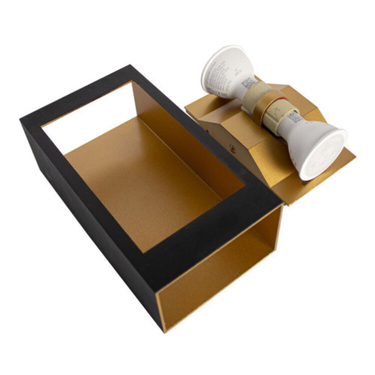 Highlight Wandlamp Eros Zwart - Goud Up & Down 18cm 2x GU10