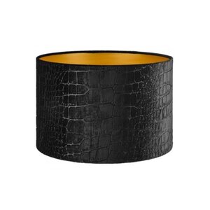 Lampenkap Cilinder Short Croco Velvet Zwart Goud Ø 25cm