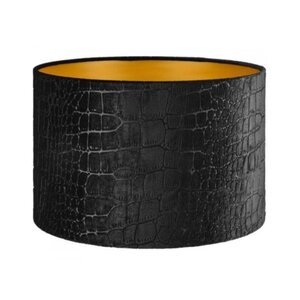 Lampenkap Cilinder Short Croco Velvet Zwart Goud Ø 35cm