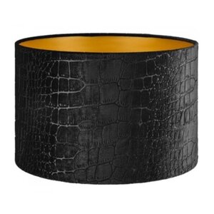 Lampenkap Cilinder Short Croco Velvet Zwart Goud Ø 40cm