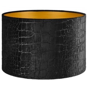 Lampenkap Cilinder Short Croco Velvet Zwart Goud Ø 45cm