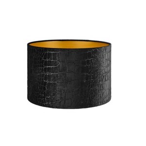 Lampenkap Cilinder Short Croco Velvet Zwart Goud Ø 20cm