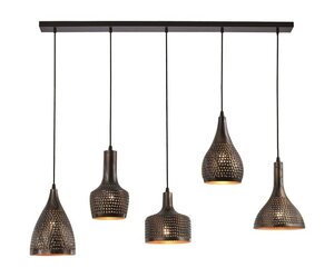 Freelight Hanglamp Fuoco Bruin Zwart 5 Lichts Balk 120cm E27 Fitting
