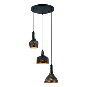 Hanglamp Fuoco Bruin Zwart 3 Lichts Ø 35cm