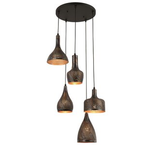 Hanglamp Fuoco Bruin Zwart 5 Lichts Ø 40cm