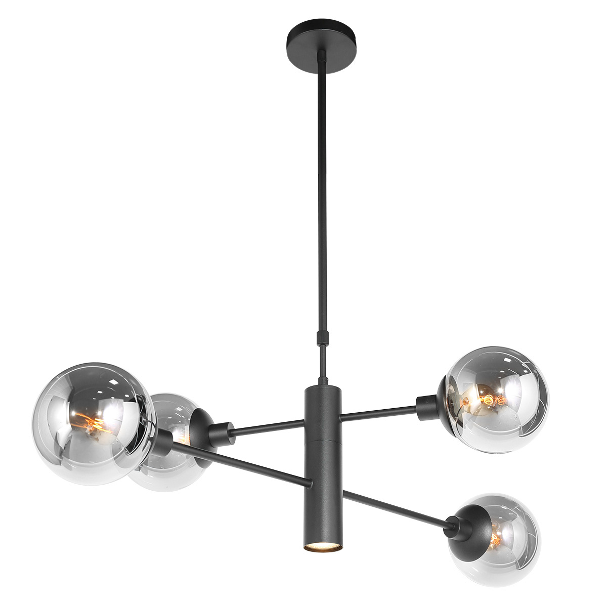 Hanglamp Constellation Zwart Smoke Glas Incl. Onderlicht 3804ZW