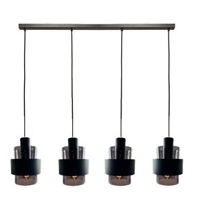 Freelight Freelight Hanglamp  Chiasso Zwart & Smoke Glas 4 Lichts