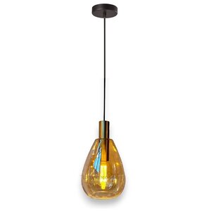Hanglamp Dorato Zwart Goud Glas Amber 1 Licht
