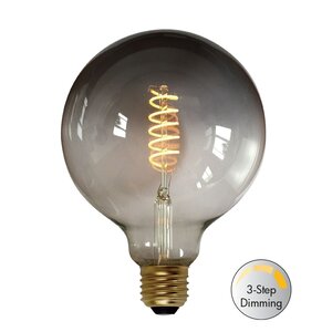 E27 7Watt Led Smoke 125mm incl. Stappen Dimmer