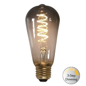 E27 7Watt Led Smoke 64mm incl. Stappen Dimmer