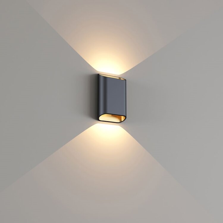 Artdelight Wandlamp Diaz-S Zwart Goud Led 2 x 3Watt IP65