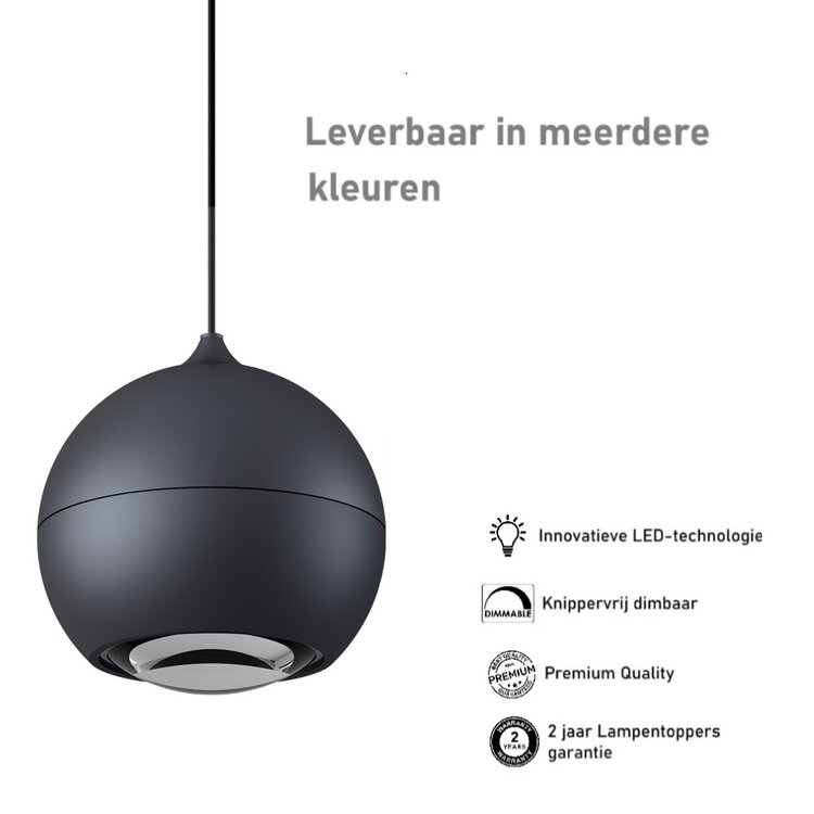 Artdelight Hanglamp Miami Zwart Ø 10cm Incl. Comfortlift