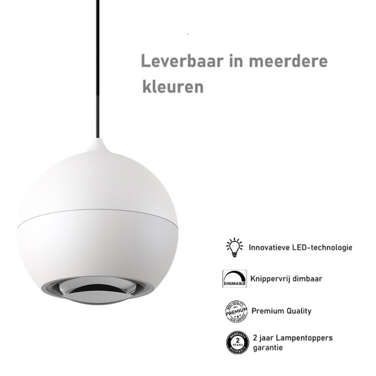 Artdelight Hanglamp Miami Wit Ø 10cm Incl. Comfortlift