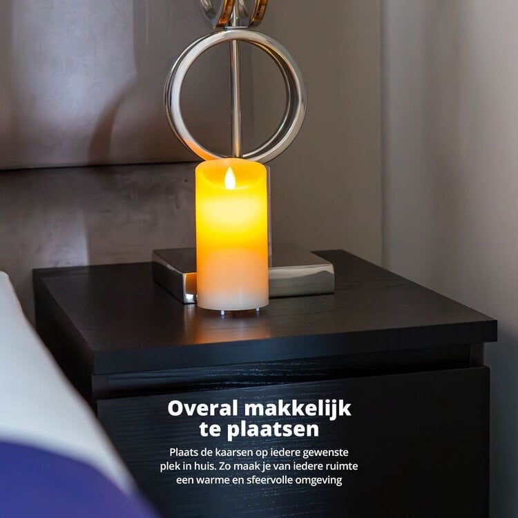 Oplaadbare LED Kaarsen Taupe met Bewegende Vlam Incl. Afstandsbediening  3 Stuks