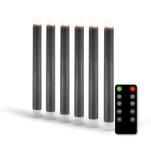 FlinQ Led Taper Kaarsen Antraciet 6 Stuks
