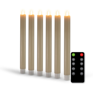 FlinQ Led Taper Kaarsen Taupe 6 Stuks