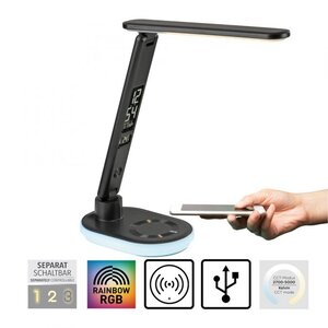 Tafellamp Tina Zwart 3 Step Touch-dimmer & Display