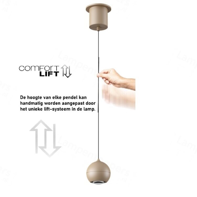 Artdelight Hanglamp Miami Champagne Ø 10cm Incl. Comfortlift