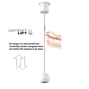 Hanglamp Miami Wit Ø 10cm Incl. Katrol Systeem