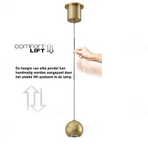 Hanglamp Miami Goud Ø 10cm Incl. Katrol Systeem