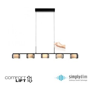 Hanglamp Rika Zwart Comfortlift & SimplyDim