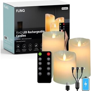 FlinQ Oplaadbare LED Kaarsen Wit met Bewegende Vlam Incl. Remote
